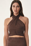 Wrap Front Halter Crop Top